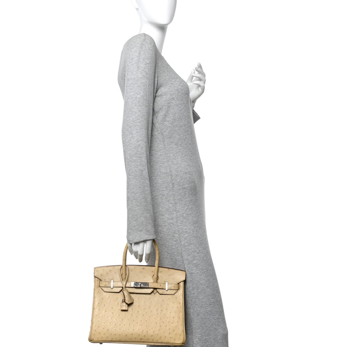 Ostrich Birkin 30 Parchemin product image 2, provided for visual reference and product detail review
