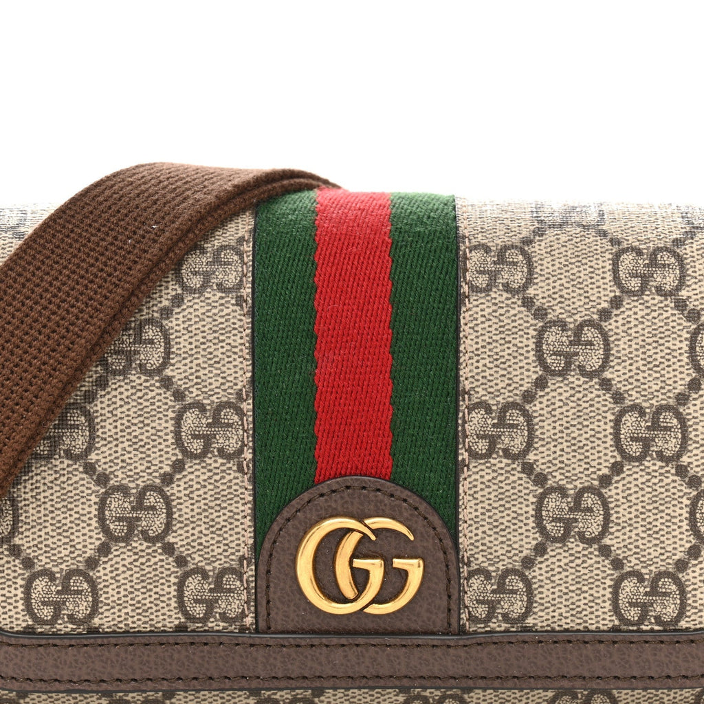 GG Supreme Monogram Web Mini Ophidia Flap Shoulder Bag Brown product image 8, provided for visual reference and product