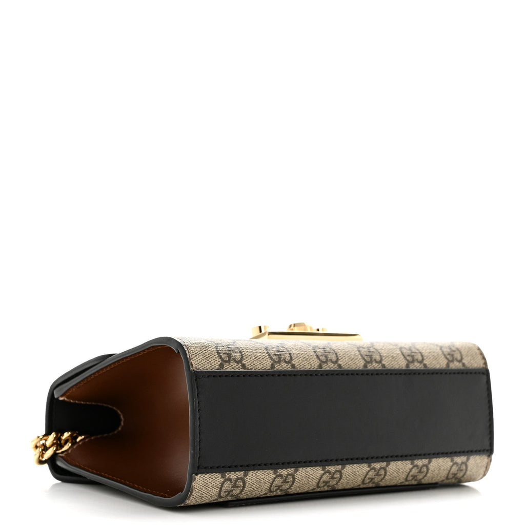 GG Supreme Monogram Calfskin Small Padlock Shoulder Bag Beige Black Cuir product image 4, provided for visual reference and