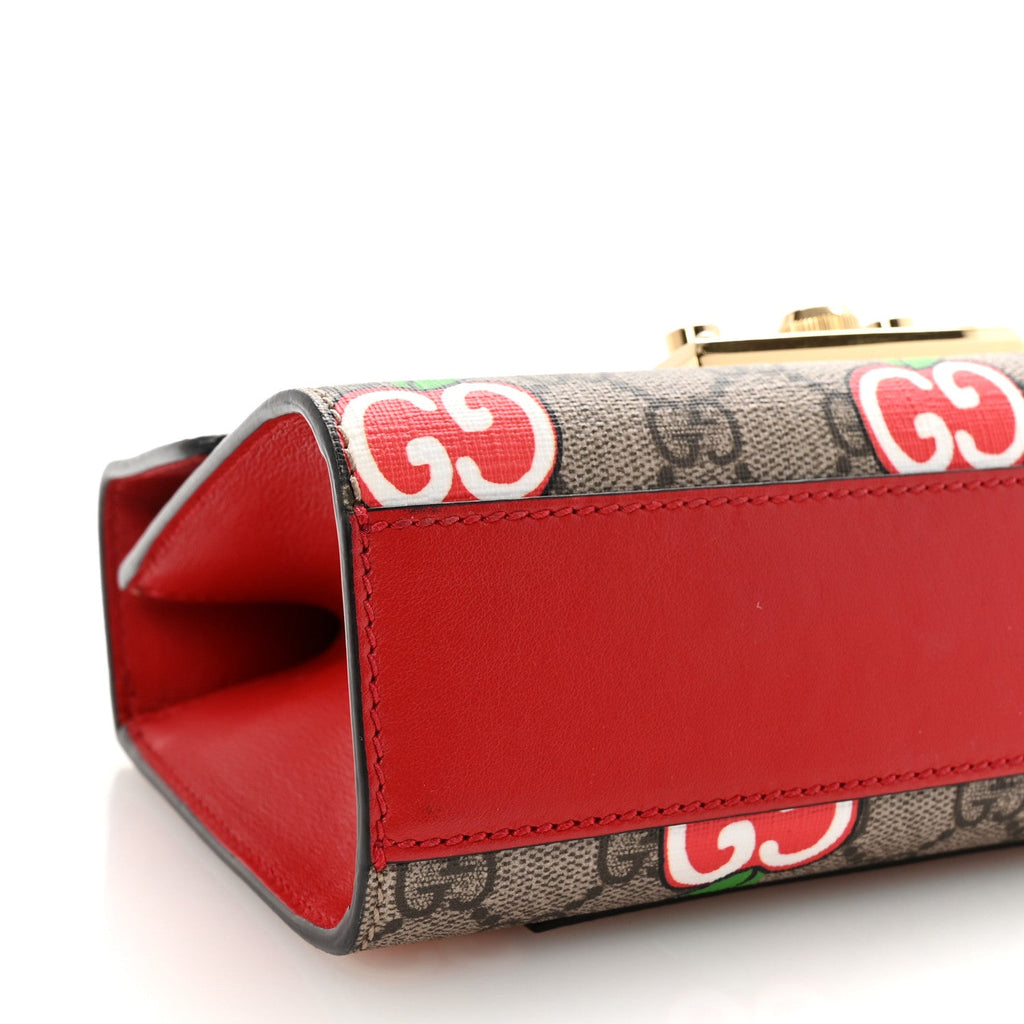 GG Supreme Monogram Apple Small Padlock Shoulder Bag Beige Multicolor Lobster Red product image 9, provided for visual