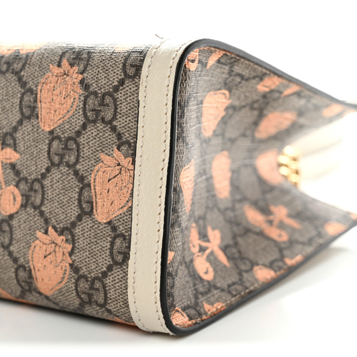 GG Supreme Monogram Berry Textured Dollar Calfskin Small Padlock Tote Beige Ebony Light Copper Mystic White product image