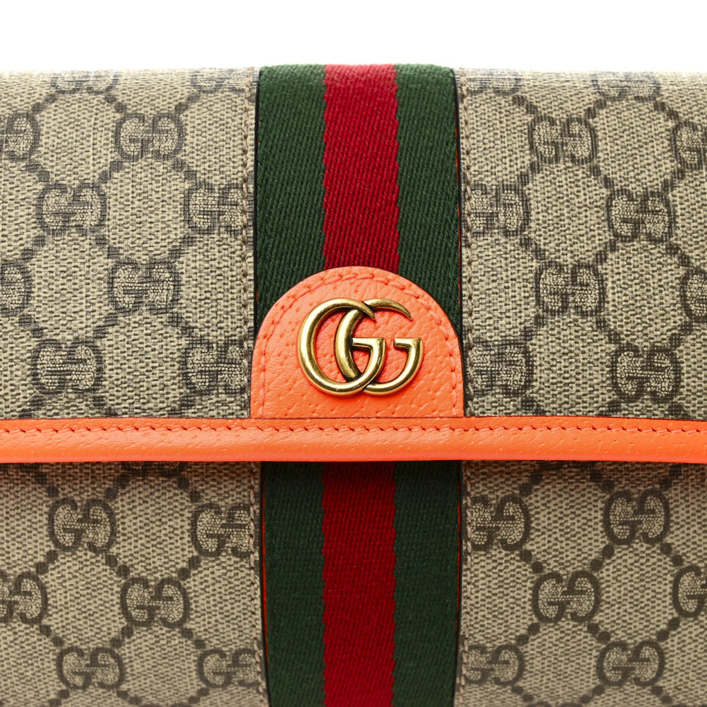 GG Supreme Monogram Web Small Ophidia Belt Bag Beige Ebony Orange Fluo product image 8, provided for visual reference and