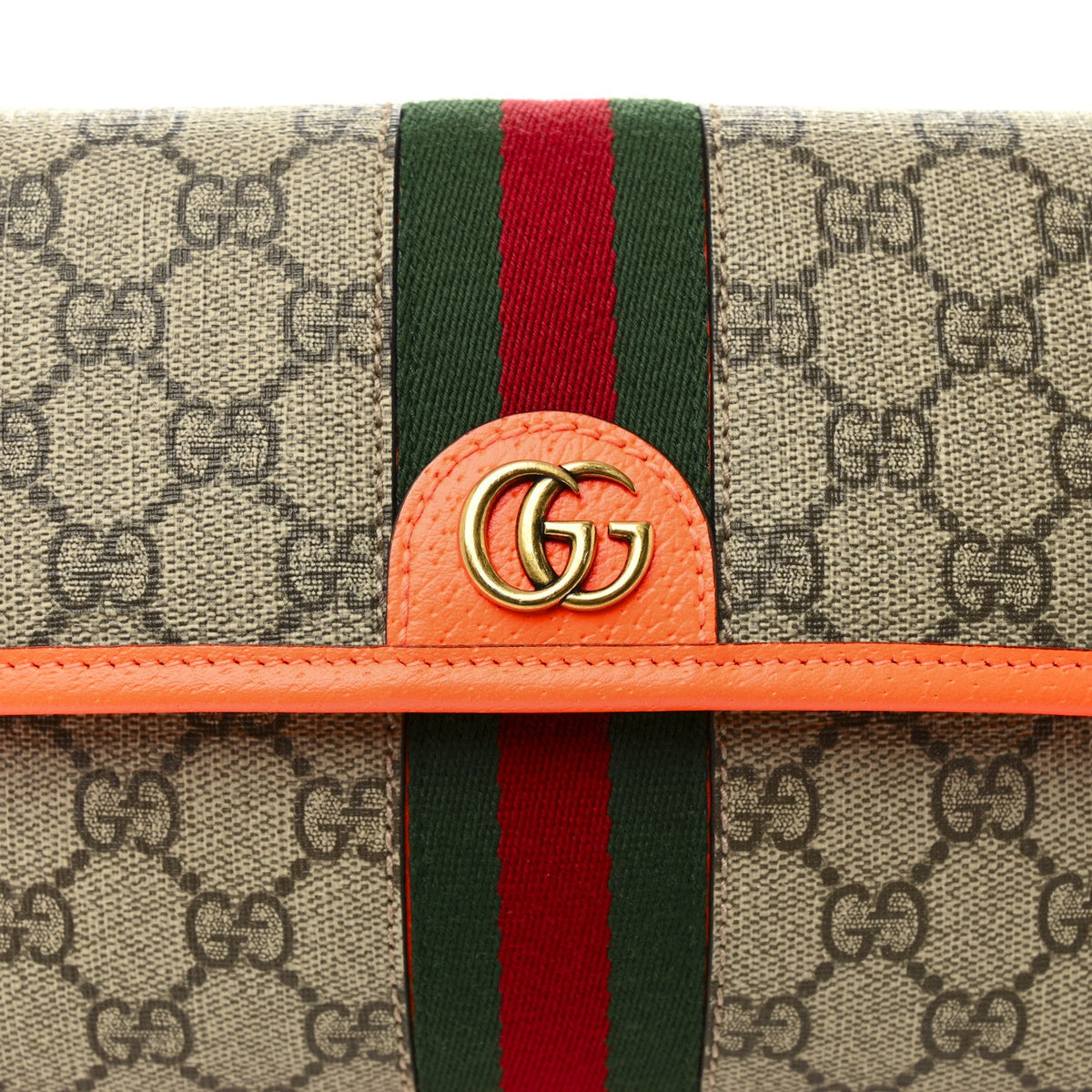 GG Supreme Monogram Web Small Ophidia Belt Bag Beige Ebony Orange Fluo product image 8, provided for visual reference and