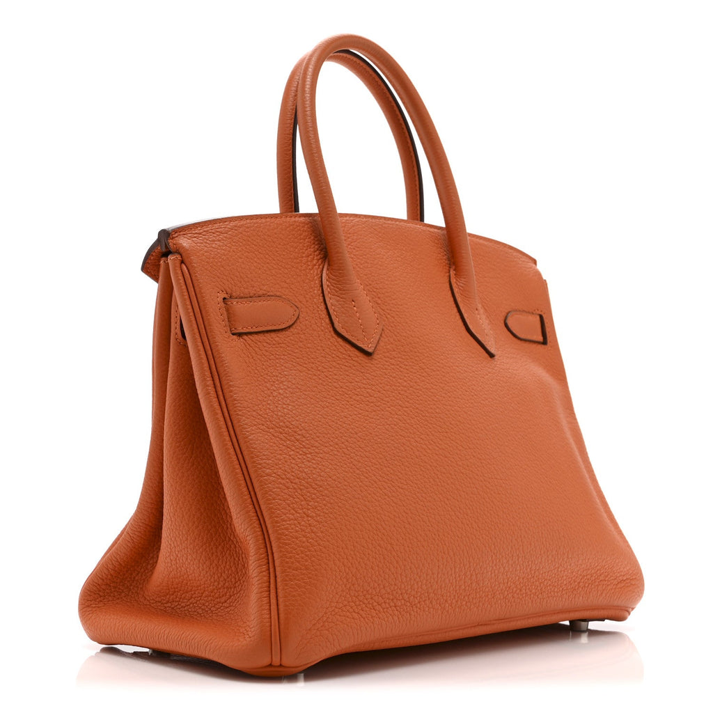 Taurillon Clemence Birkin 30 Orange product image 3, provided for visual reference and product detail review