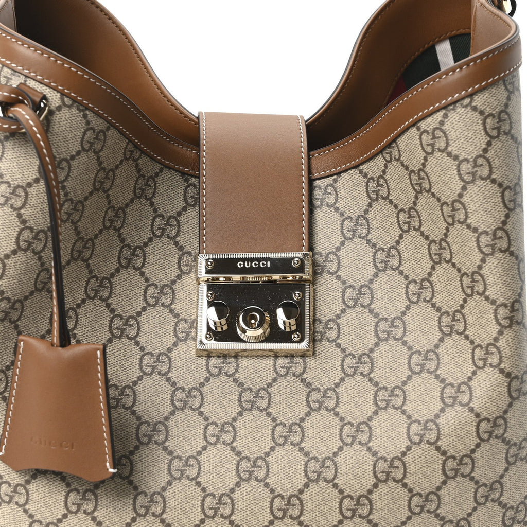 GG Icon Monogram Padlock Shoulder Bag Beige Dark Brown product image 8, provided for visual reference and product detail