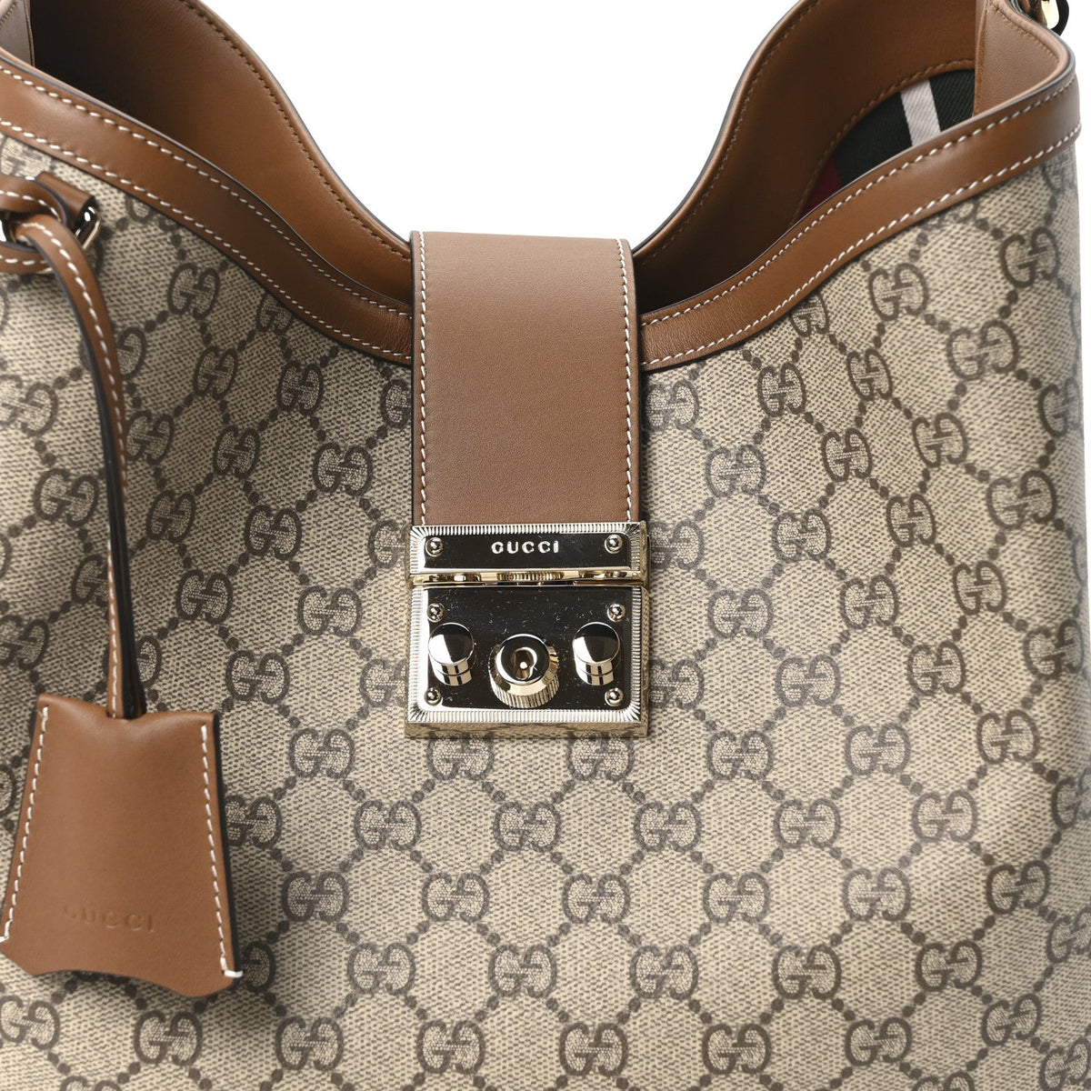 GG Icon Monogram Padlock Shoulder Bag Beige Dark Brown product image 8, provided for visual reference and product detail