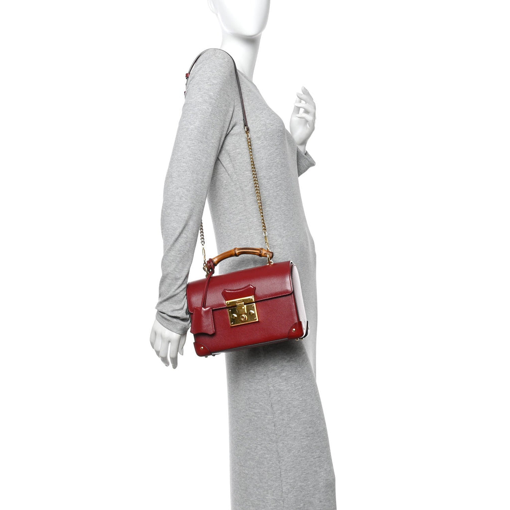 Azalea Calfskin Small Padlock Bamboo Shoulder Bag Romantic Cerise product image 2, provided for visual reference and product