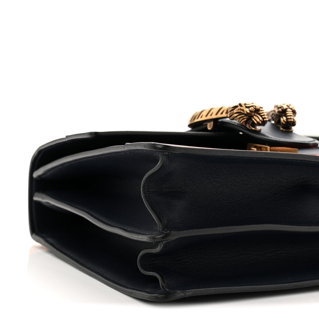 Moon Calfskin Web Medium Dionysus Bamboo Top Handle Bag Black Bright Evergreen Hibiscus Red product image 9, provided for