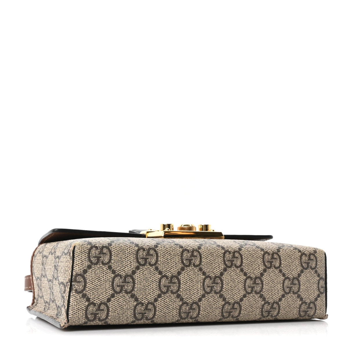GG Supreme Monogram Calfskin Mini Padlock Top Handle Shoulder Bag Beige Black Cuir product image 4, provided for visual