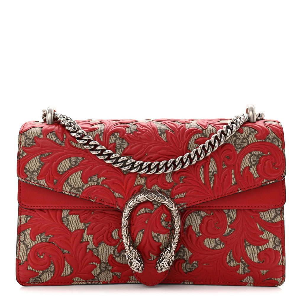 GG Supreme Monogram Arabesque Dionysus Shoulder Bag Hibiscus Red product image 1, provided for visual reference and product