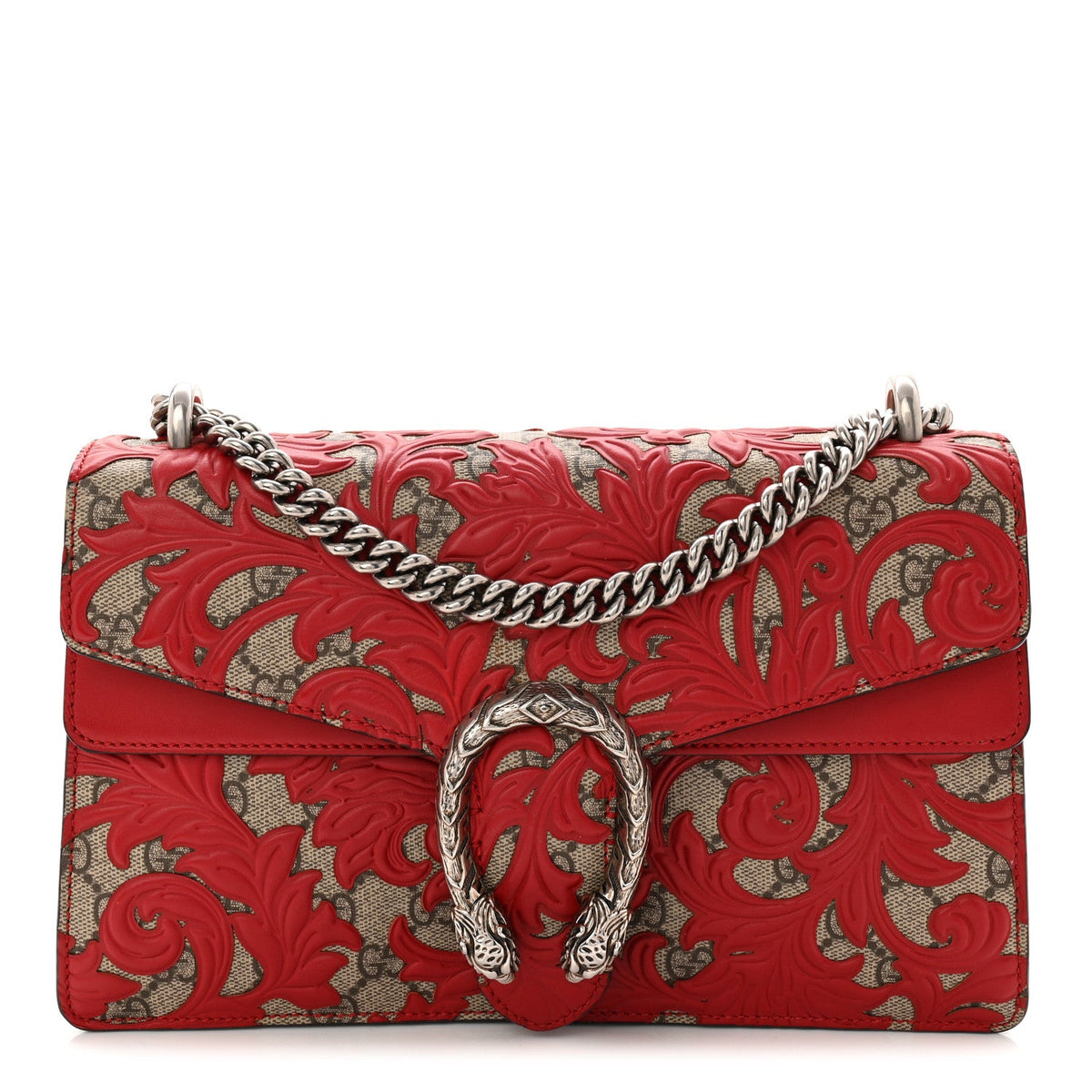 GG Supreme Monogram Arabesque Dionysus Shoulder Bag Hibiscus Red product image 1, provided for visual reference and product
