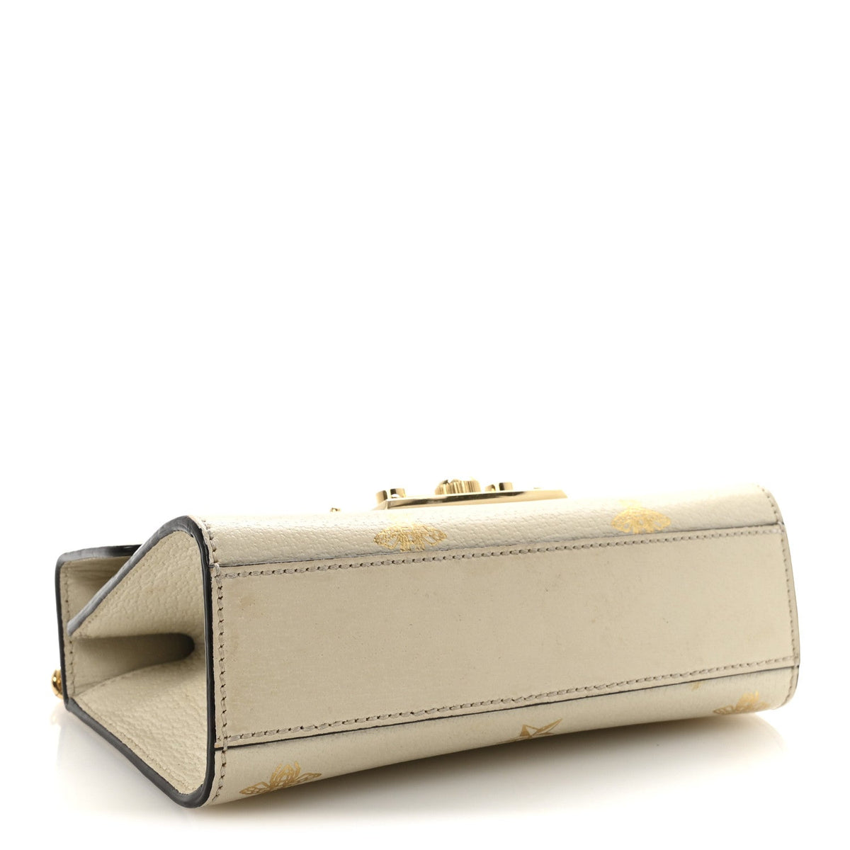 Grained Calfskin Bee Star Small Padlock Shoulder Bag White product image 4, provided for visual reference and product detail