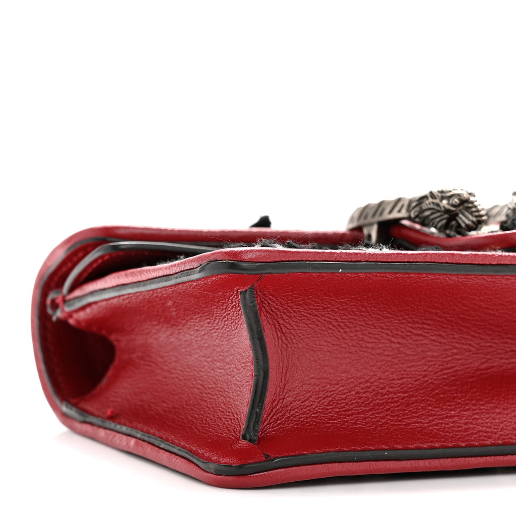 Tweed GG Monogram Super Mini Dionysus Shoulder Bag Black White Romantic Cherry product image 8, provided for visual