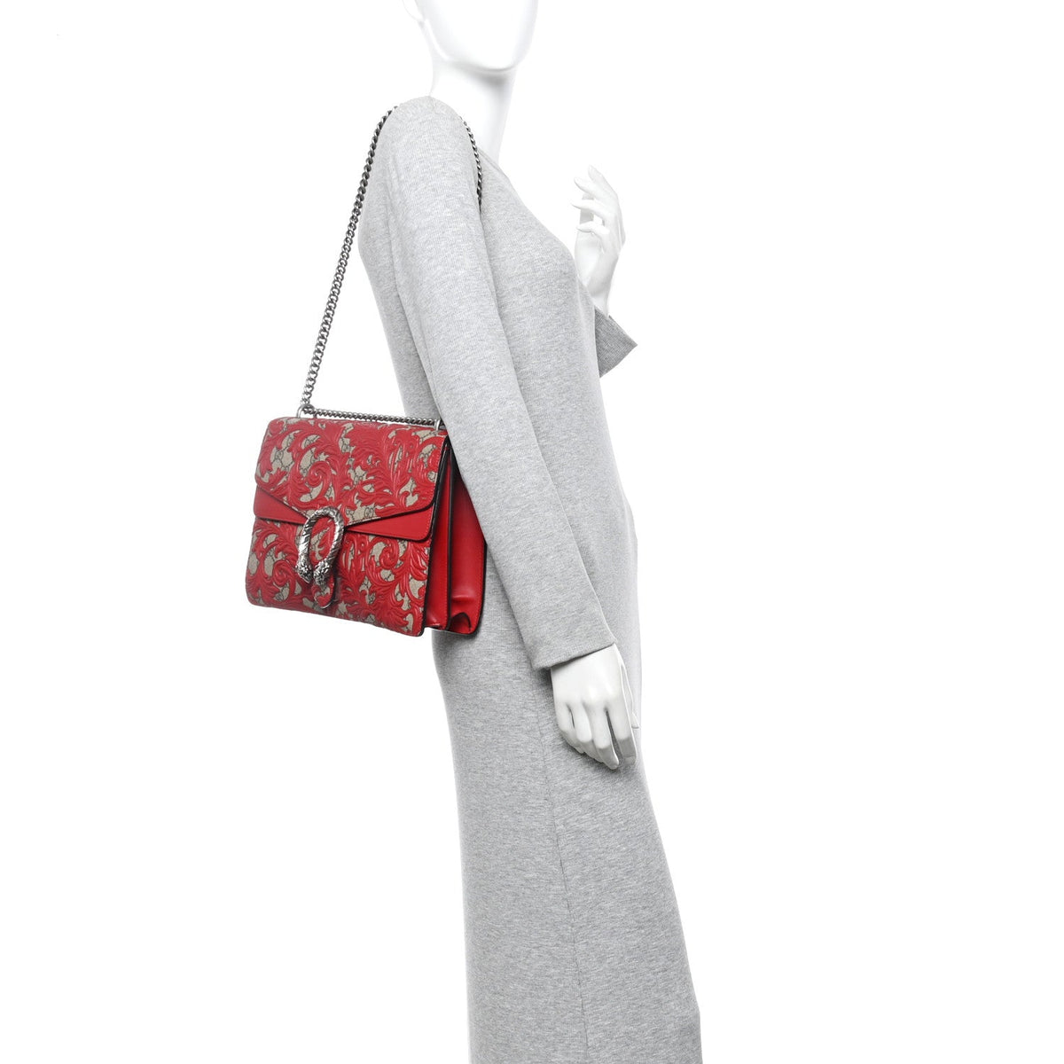 GG Supreme Monogram Arabesque Medium Dionysus Shoulder Bag Hibiscus Red product image 2, provided for visual reference and