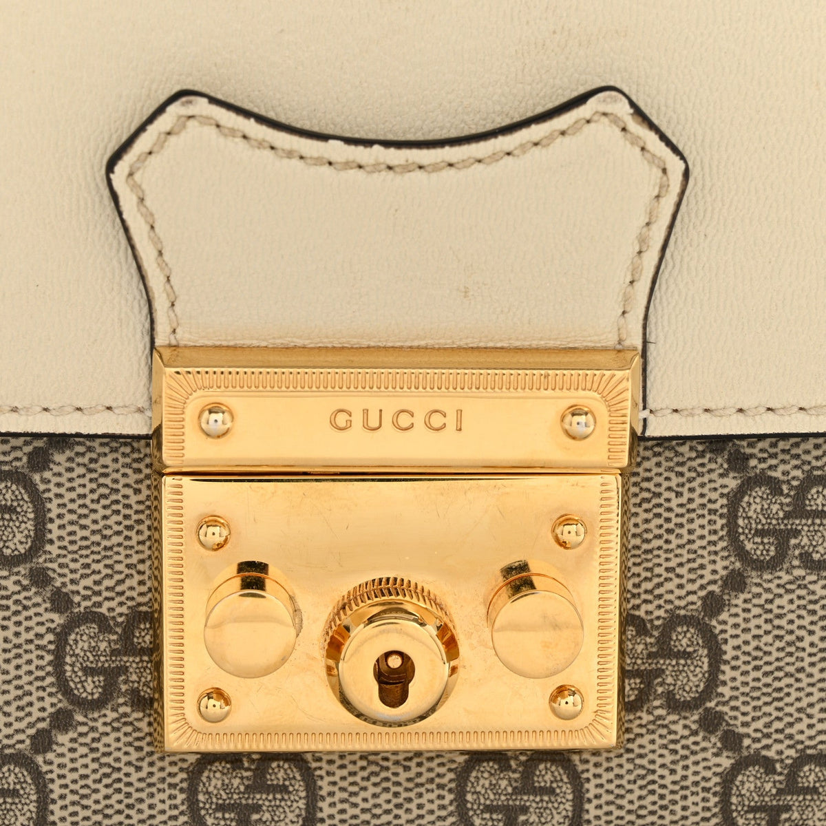 GG Supreme Monogram Calfskin Mini Padlock Flap Pocket Shoulder Bag Beige Mystic White Sun Oil product image 12, provided for