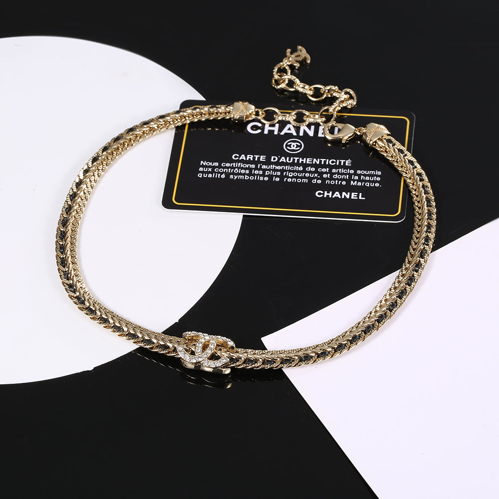 Chanel Strass Chain Choker 18K Gold Necklace product image 1, provided for visual reference and product detail review