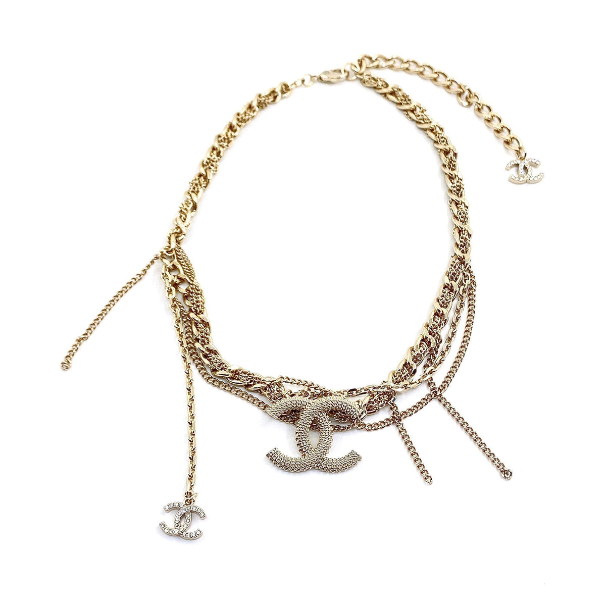 Chanel Crystals Choker 18K Gold Necklace product image 1, provided for visual reference and product detail review