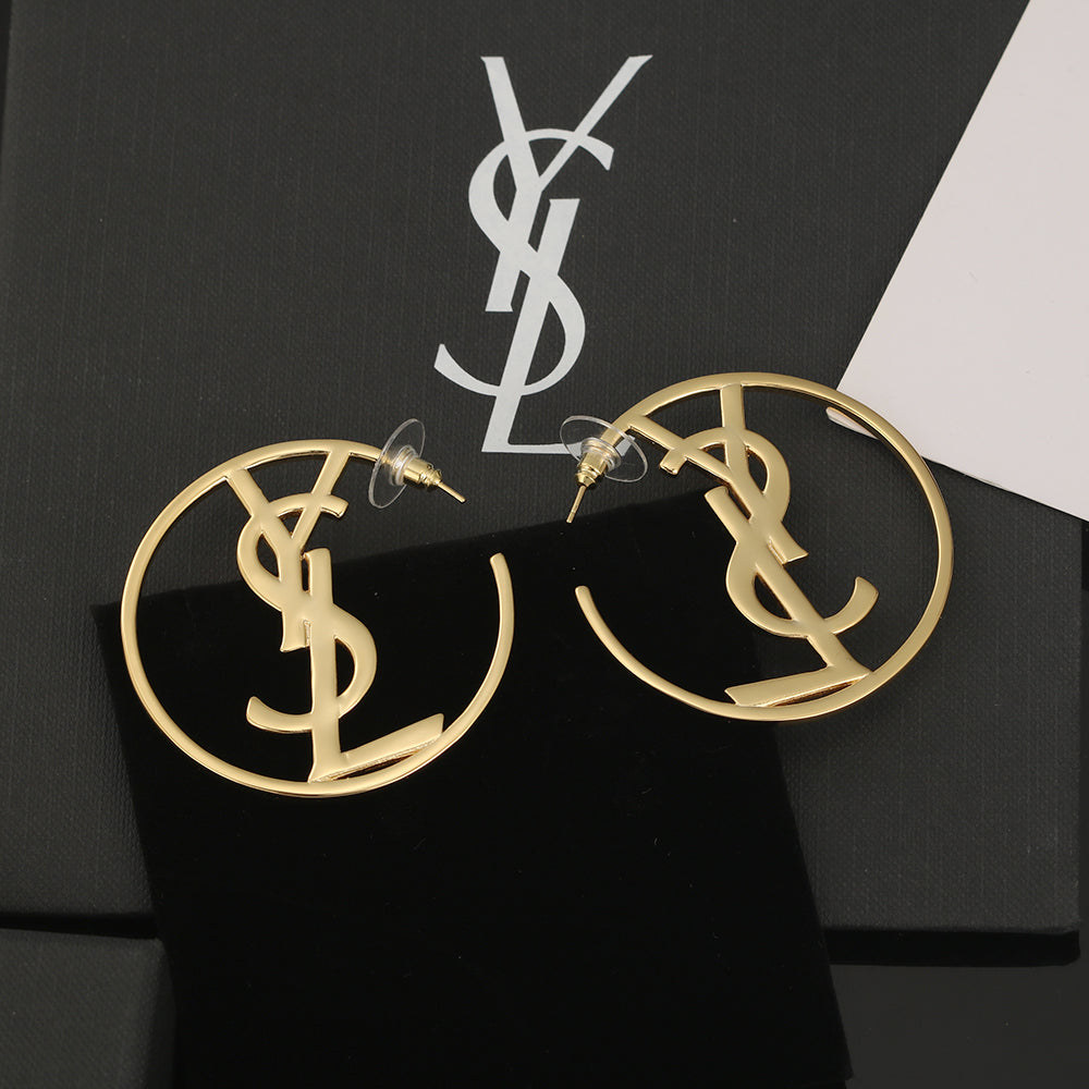 YSL Monogram 18K Gold Earrings product image 1, provided for visual reference and product detail review