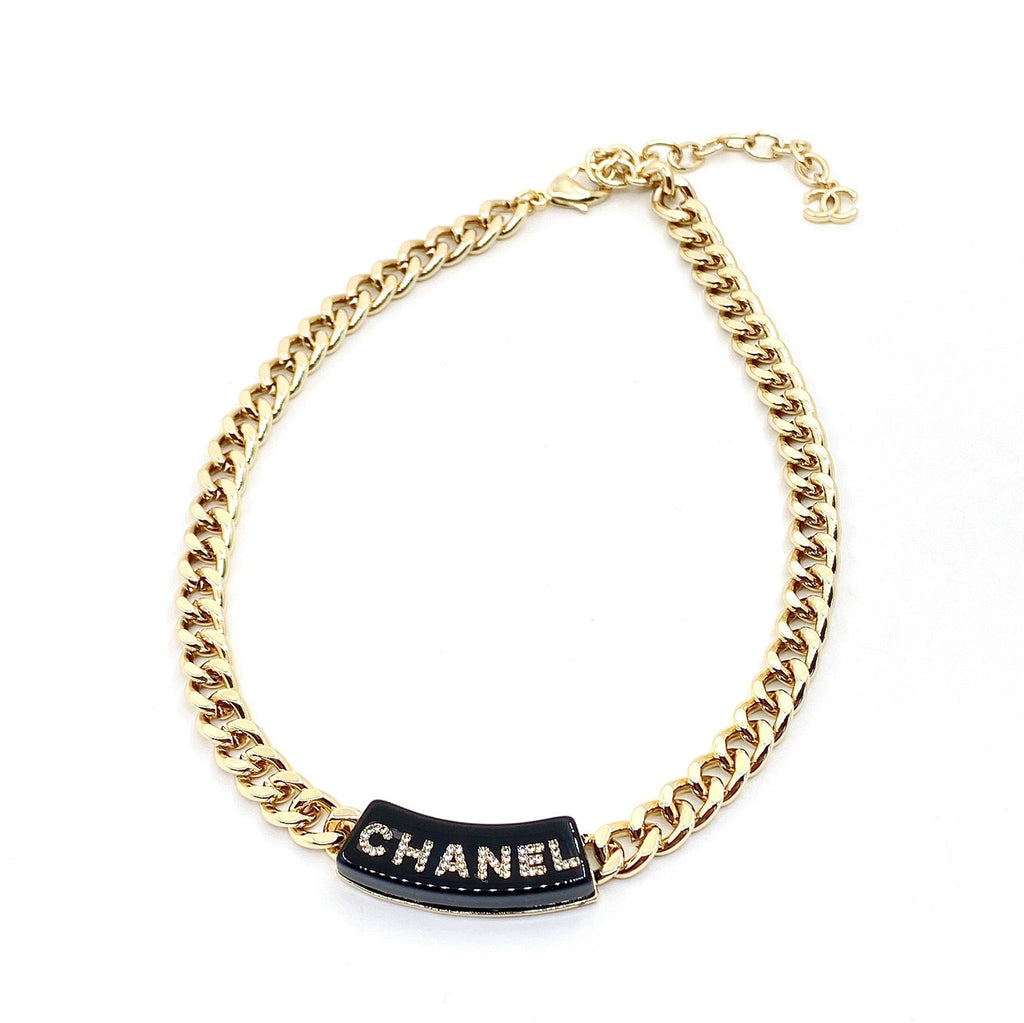 Chanel Black Logo Chain 18K Gold Necklace product image 1, provided for visual reference and product detail review