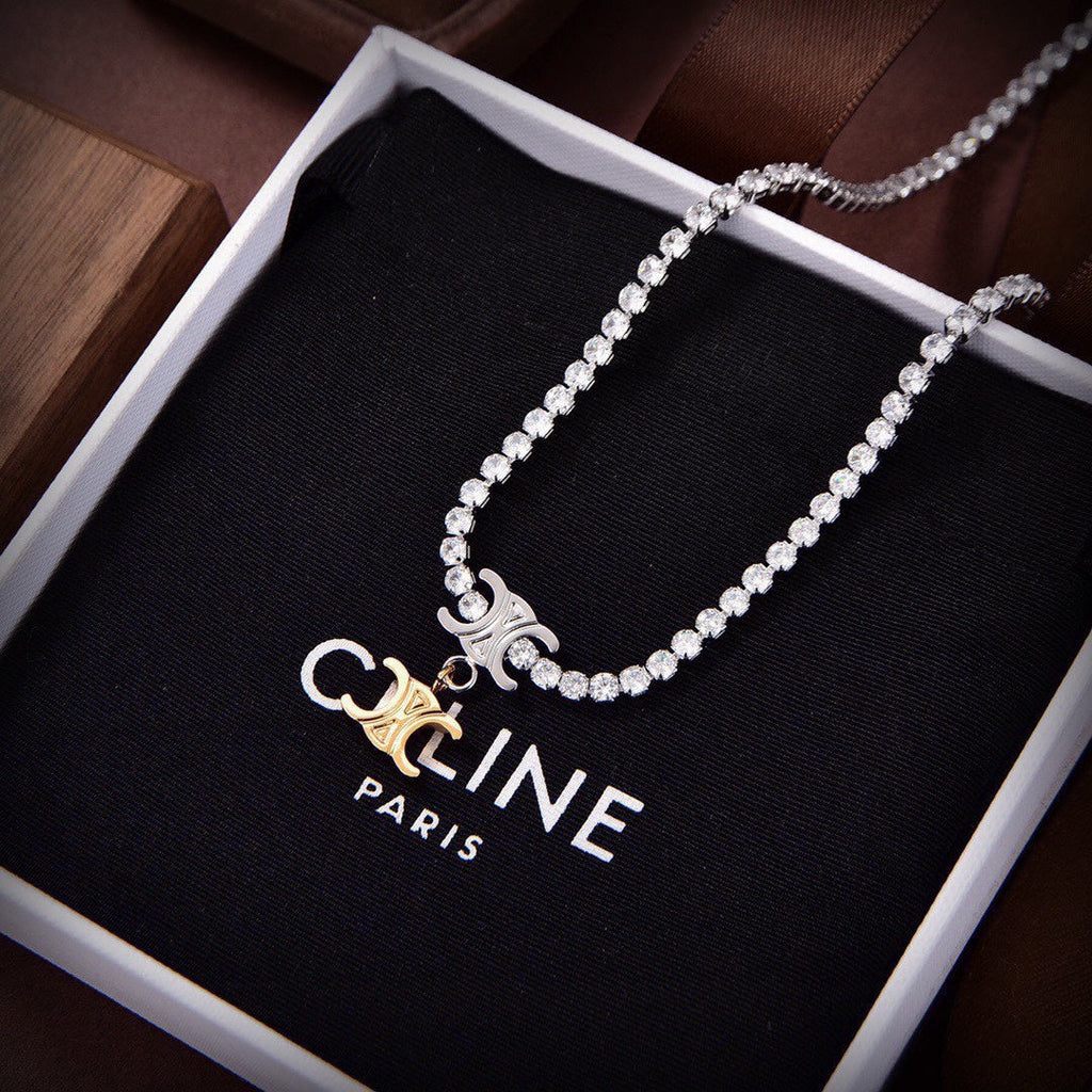 Celine Crystals Link 18K Gold Necklace product image 2, provided for visual reference and product detail review
