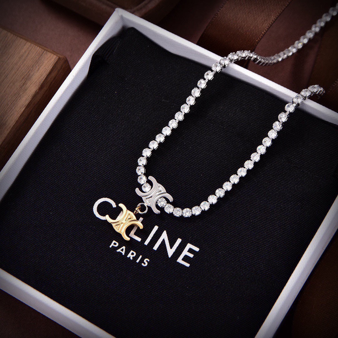 Celine Crystals Link 18K Gold Necklace product image 2, provided for visual reference and product detail review
