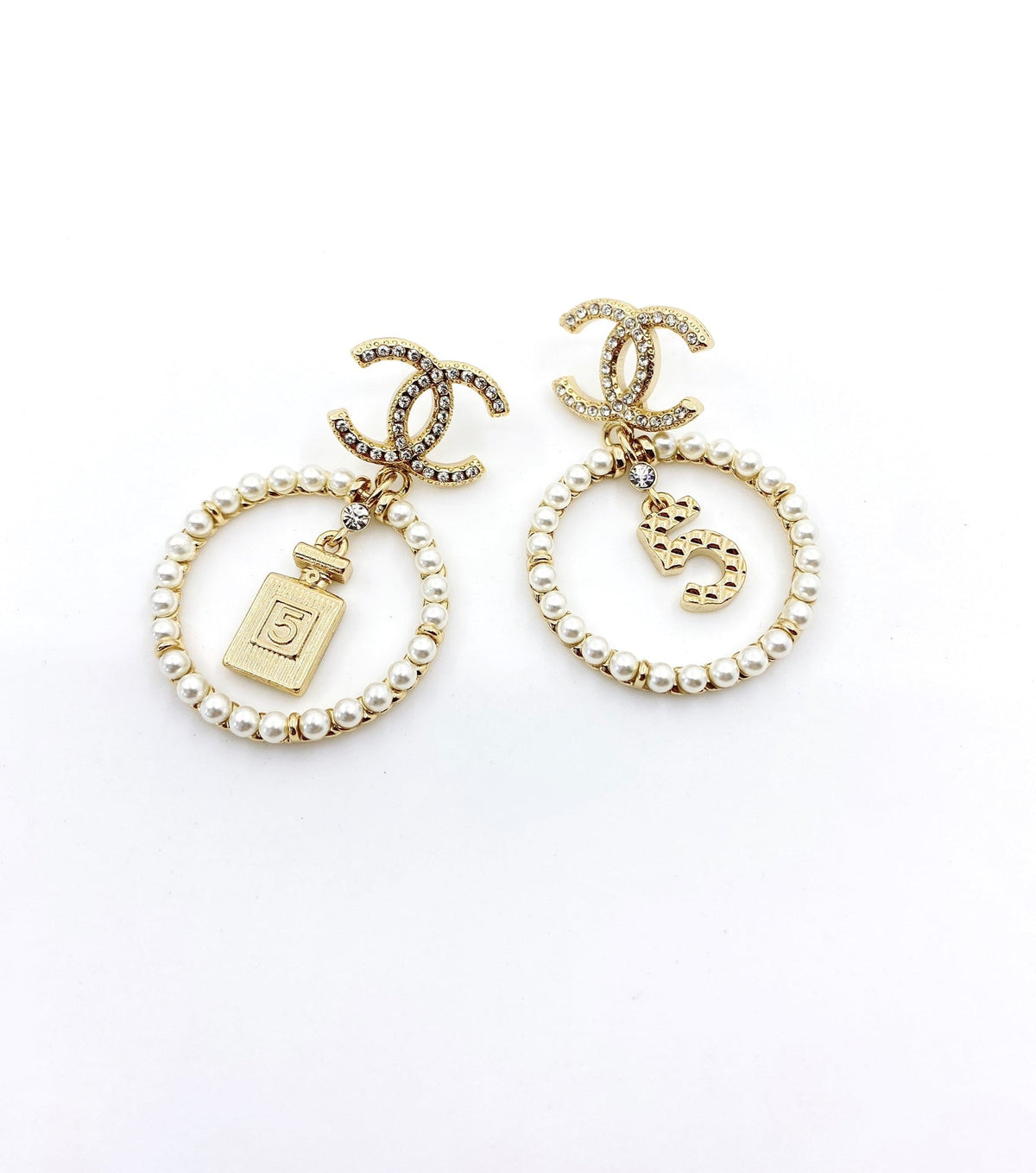 Chanel No.5 Perfume Bottle 18K Gold Earrings product image 7, provided for visual reference and product detail review