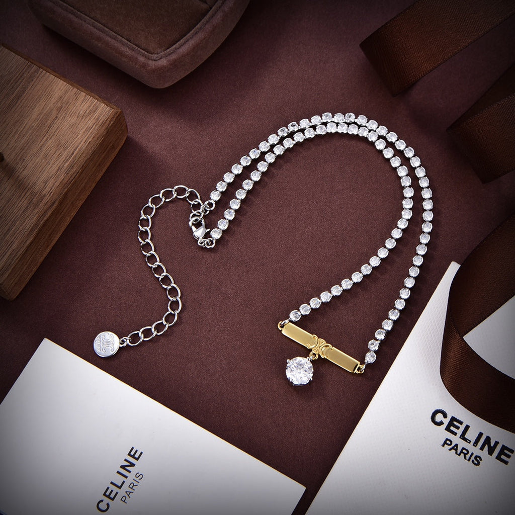 Celine Celine Line Diamonds 18K Gold Necklace product image 3, provided for visual reference and product detail review