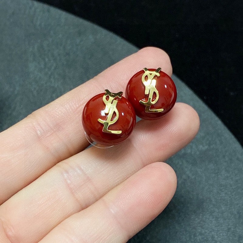 YSL White & Red 18K Gold Earrings product image 10, provided for visual reference and product detail review