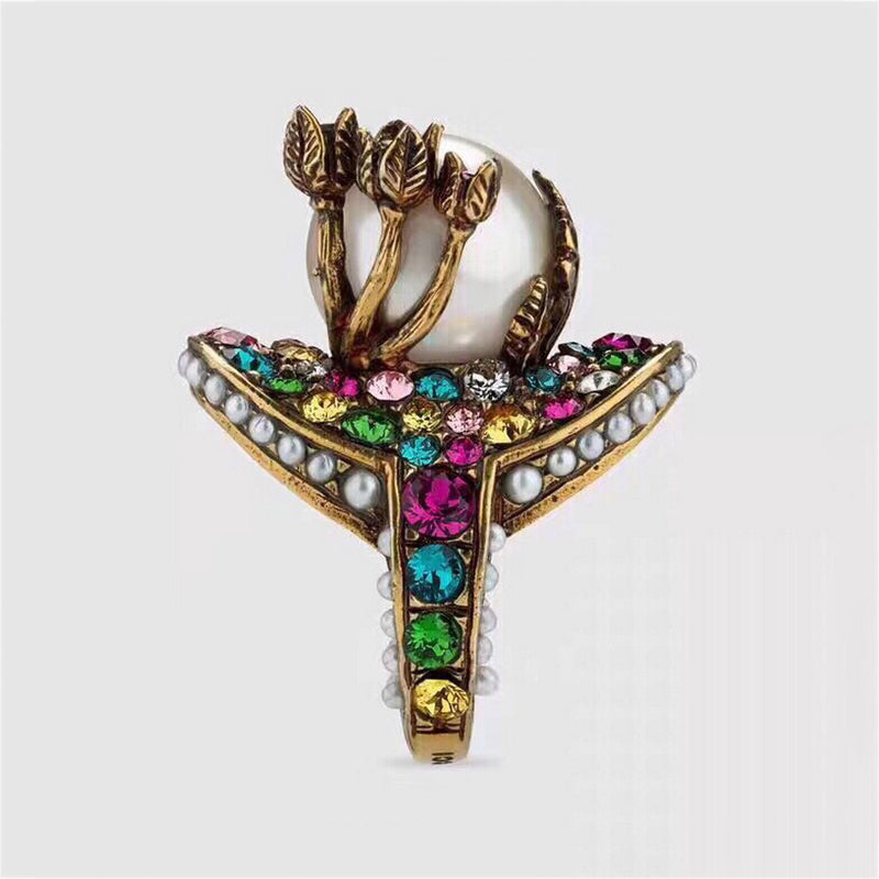 Gucci Double Multistone Pearl 18K Gold Ring product image 3, provided for visual reference and product detail review