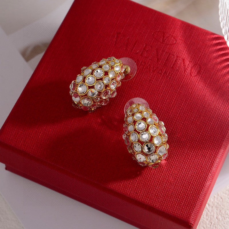 Valentino Crystal 18K Gold Earrings product image 3, provided for visual reference and product detail review