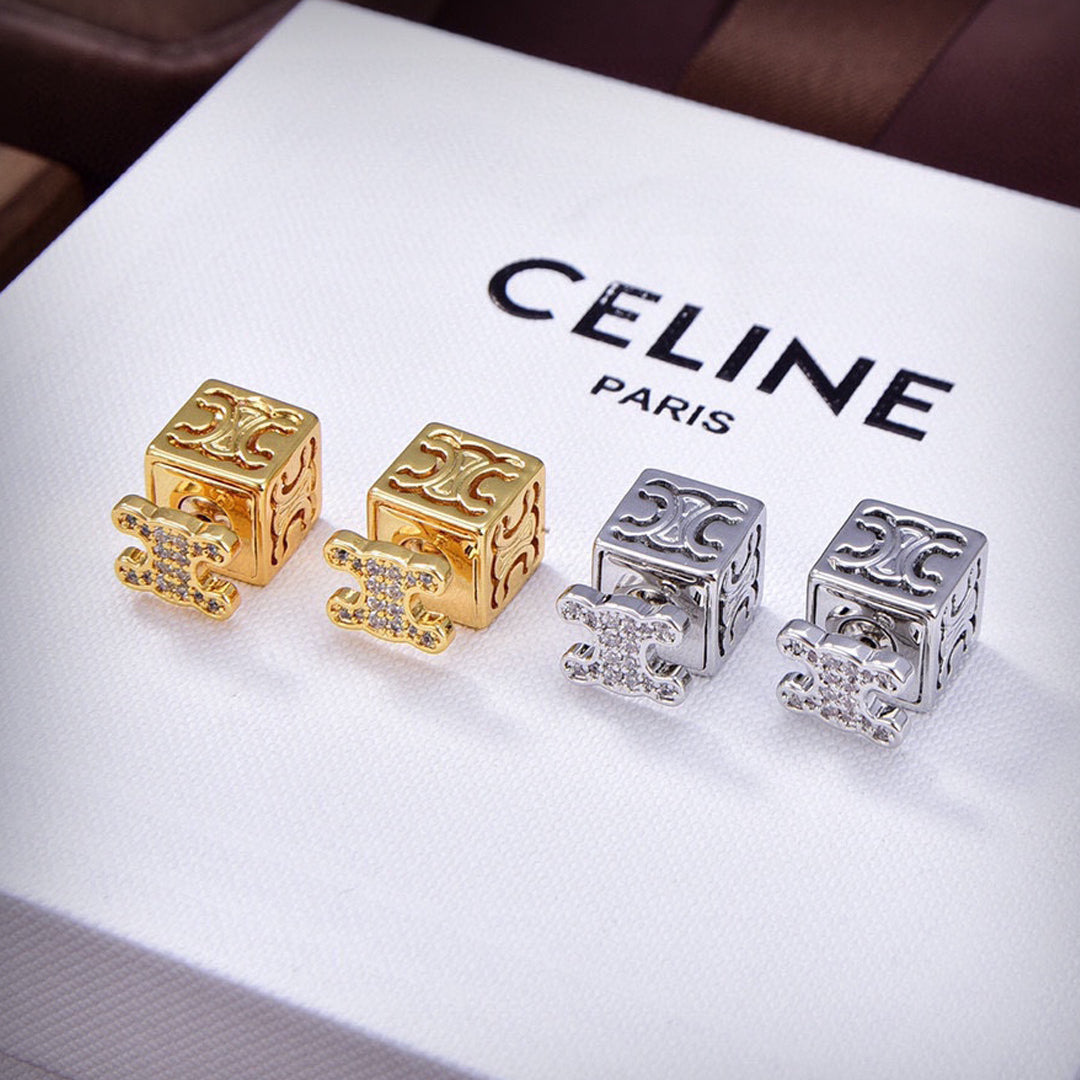 Celine Dice Pendant 18K Gold Earrings product image 1, provided for visual reference and product detail review