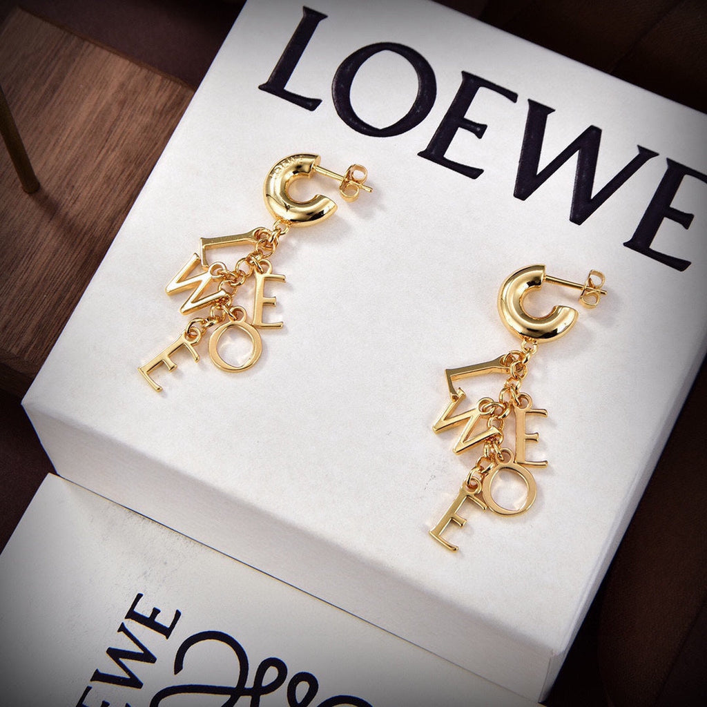 LOEWE Anagram Script 18K Gold Earrings product image 3, provided for visual reference and product detail review