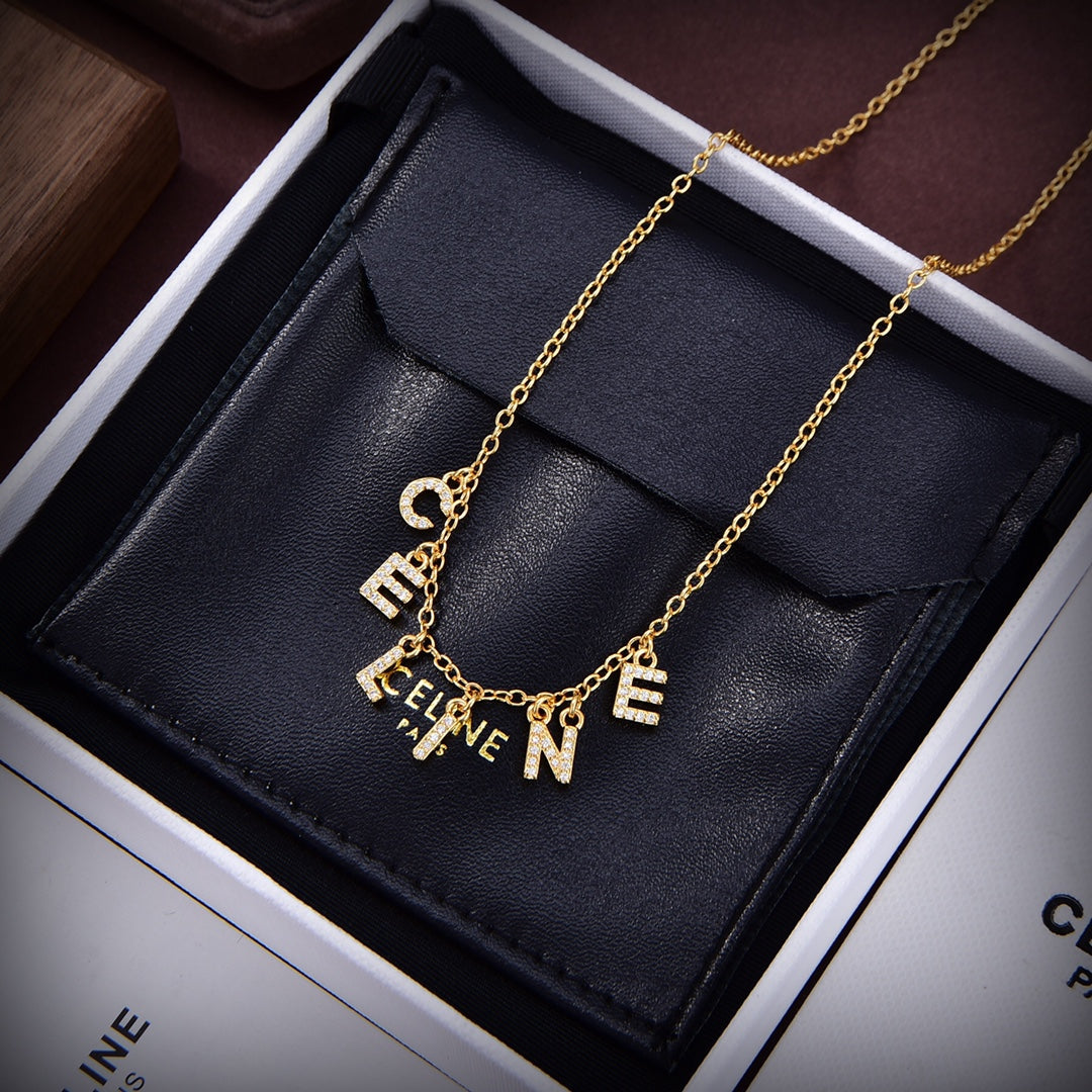 Celine Paris Strass Crystals 18K Gold Necklace product image 5, provided for visual reference and product detail review