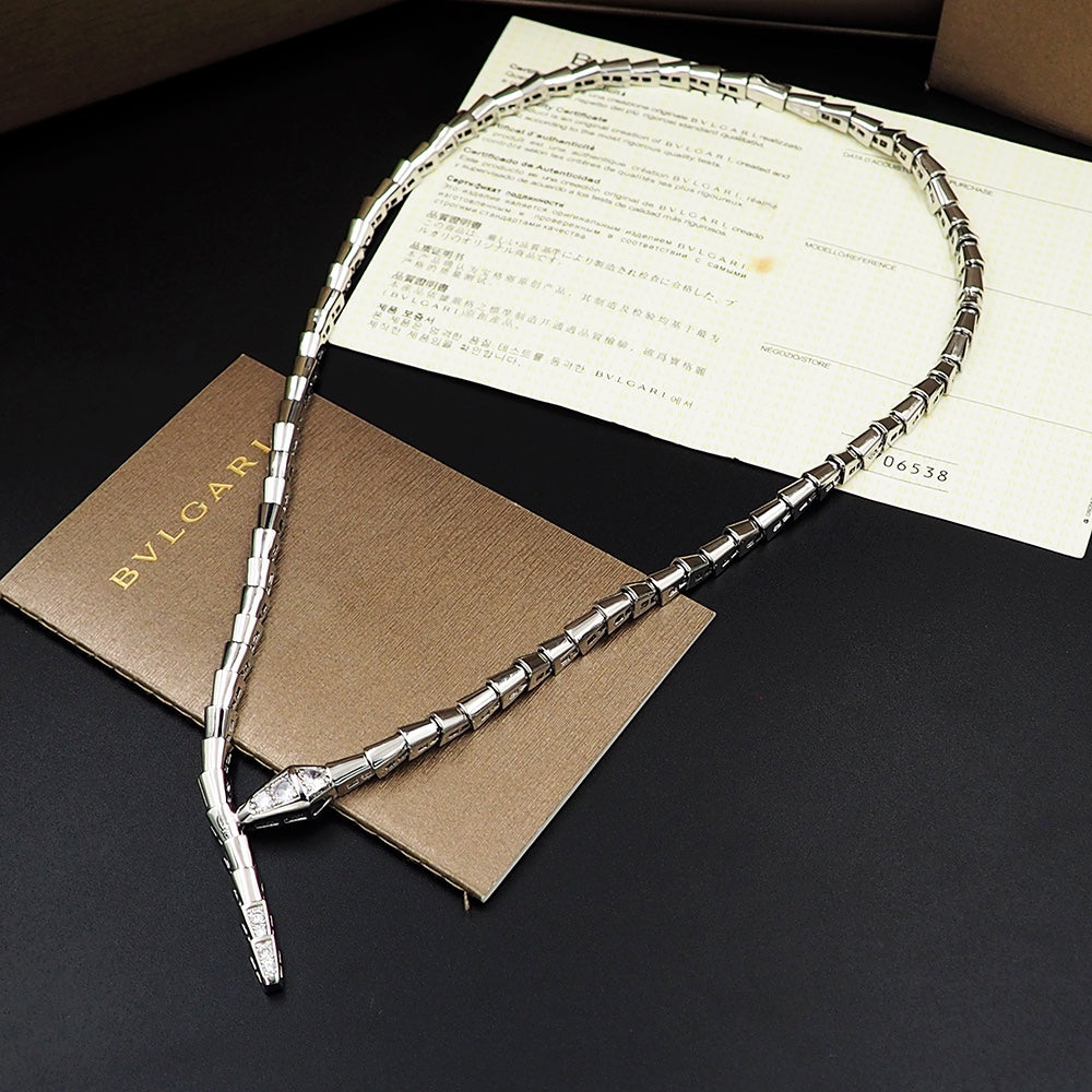 Bvlgari Serpenti Viper Demi-Pave Diamonds 18K Gold Necklace product image 3, provided for visual reference and product