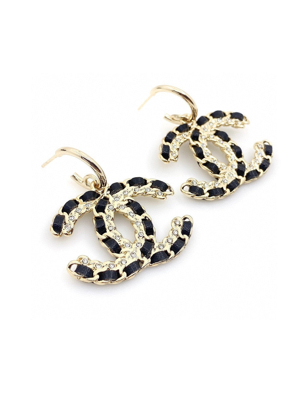 Chanel Leather 18K Gold Earrings product image 4, provided for visual reference and product detail review