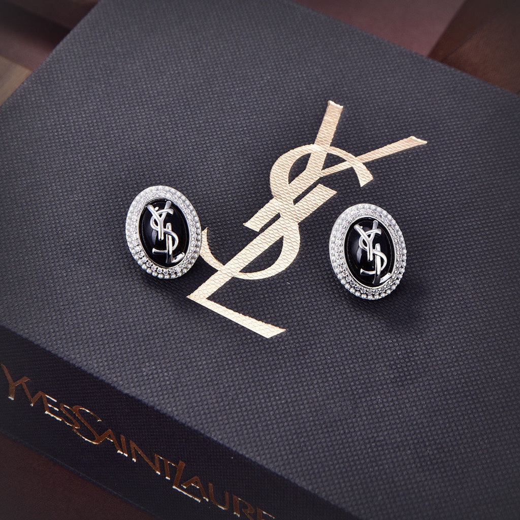 YSL Black Crystal 18K Gold Earrings product image 1, provided for visual reference and product detail review