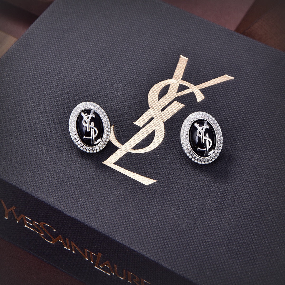 YSL Black Crystal 18K Gold Earrings product image 1, provided for visual reference and product detail review