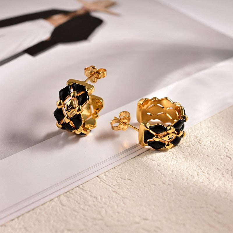 Louis Vuitton Leather 18K Gold Earrings product image 2, provided for visual reference and product detail review