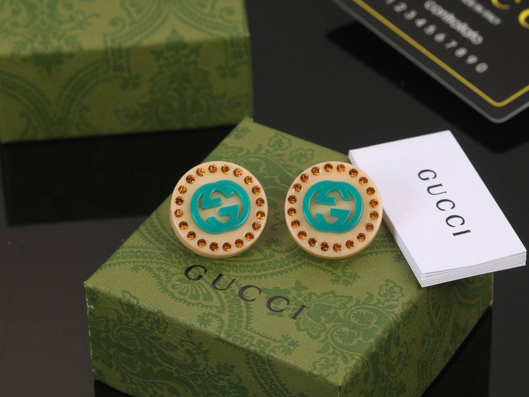 Gucci Double Resin 18K Gold Earrings product image 1, provided for visual reference and product detail review