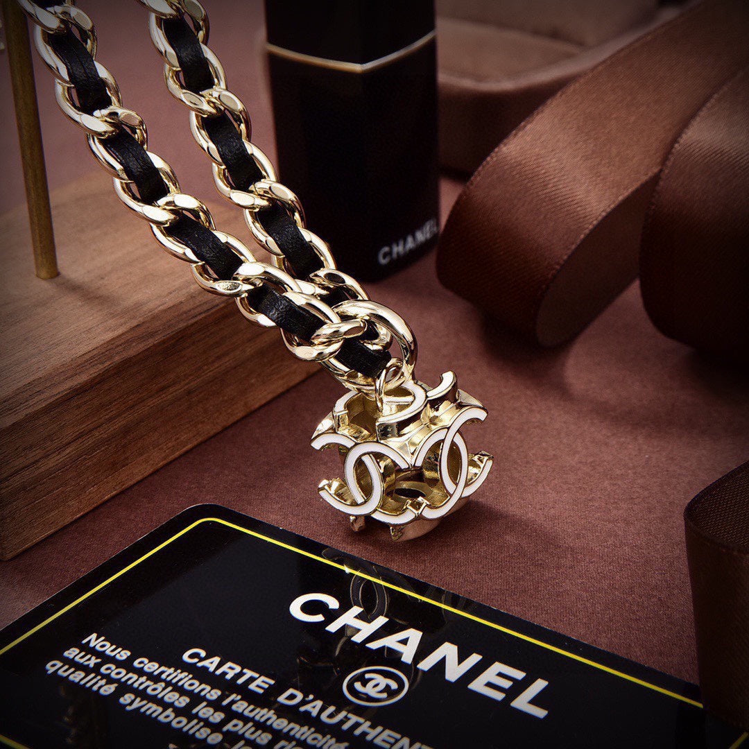 Chanel Leather Choker 18K Gold Necklace product image 5, provided for visual reference and product detail review