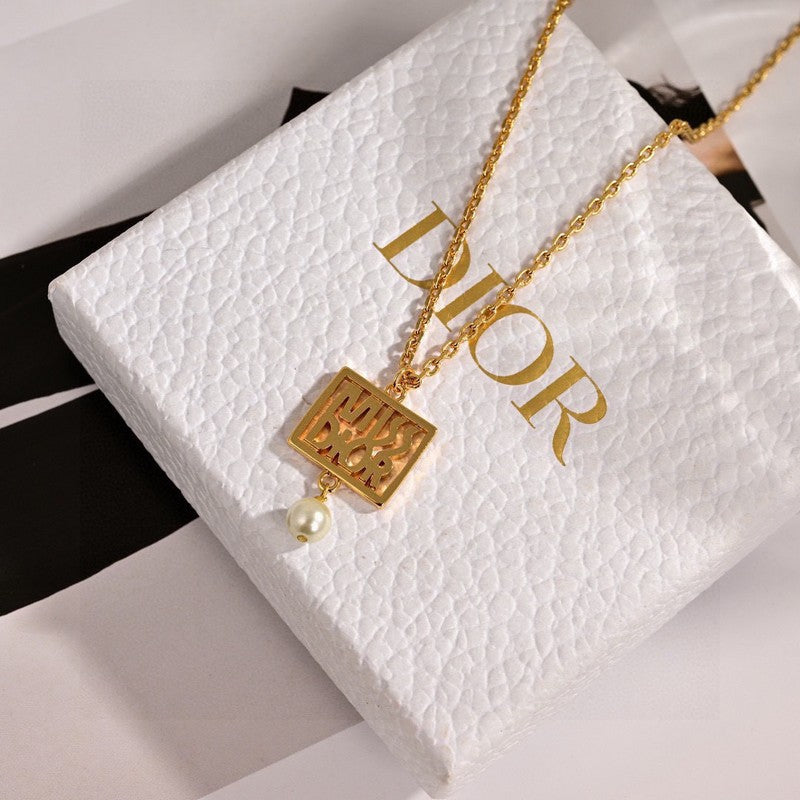 Dior Square 18K Gold Necklace product image 4, provided for visual reference and product detail review