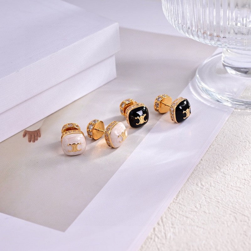 Celine Color Square 18K Gold Earrings product image 4, provided for visual reference and product detail review
