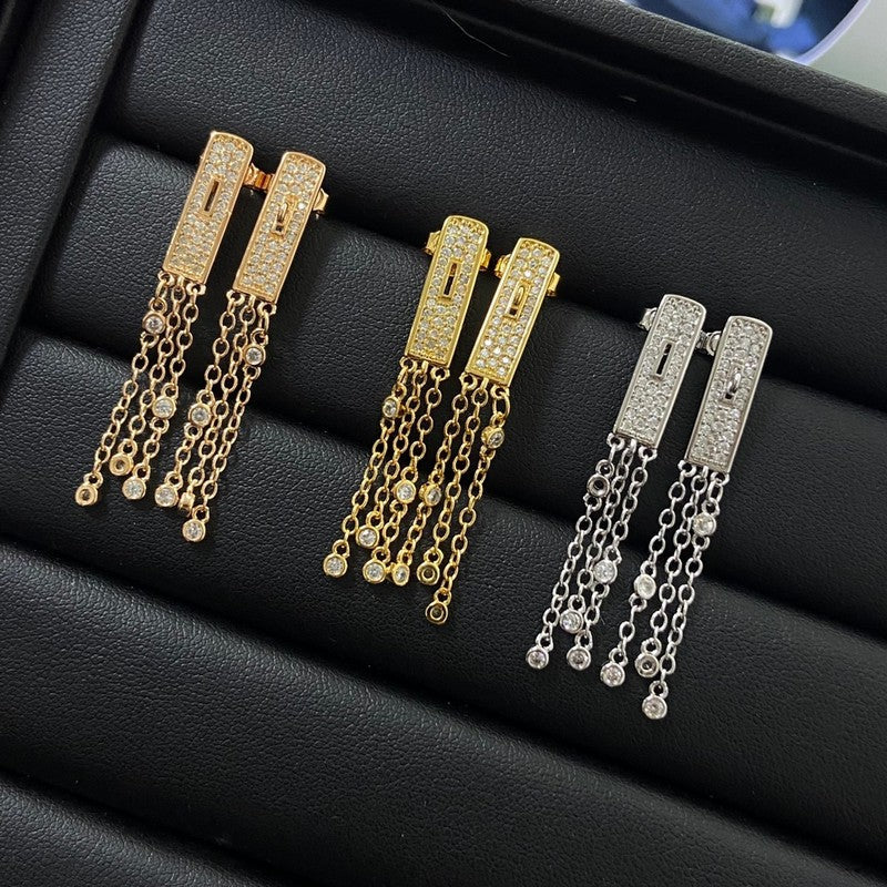 Hermes Kelly Gavroche Full Diamond 18K Gold Earrings product image 2, provided for visual reference and product detail review
