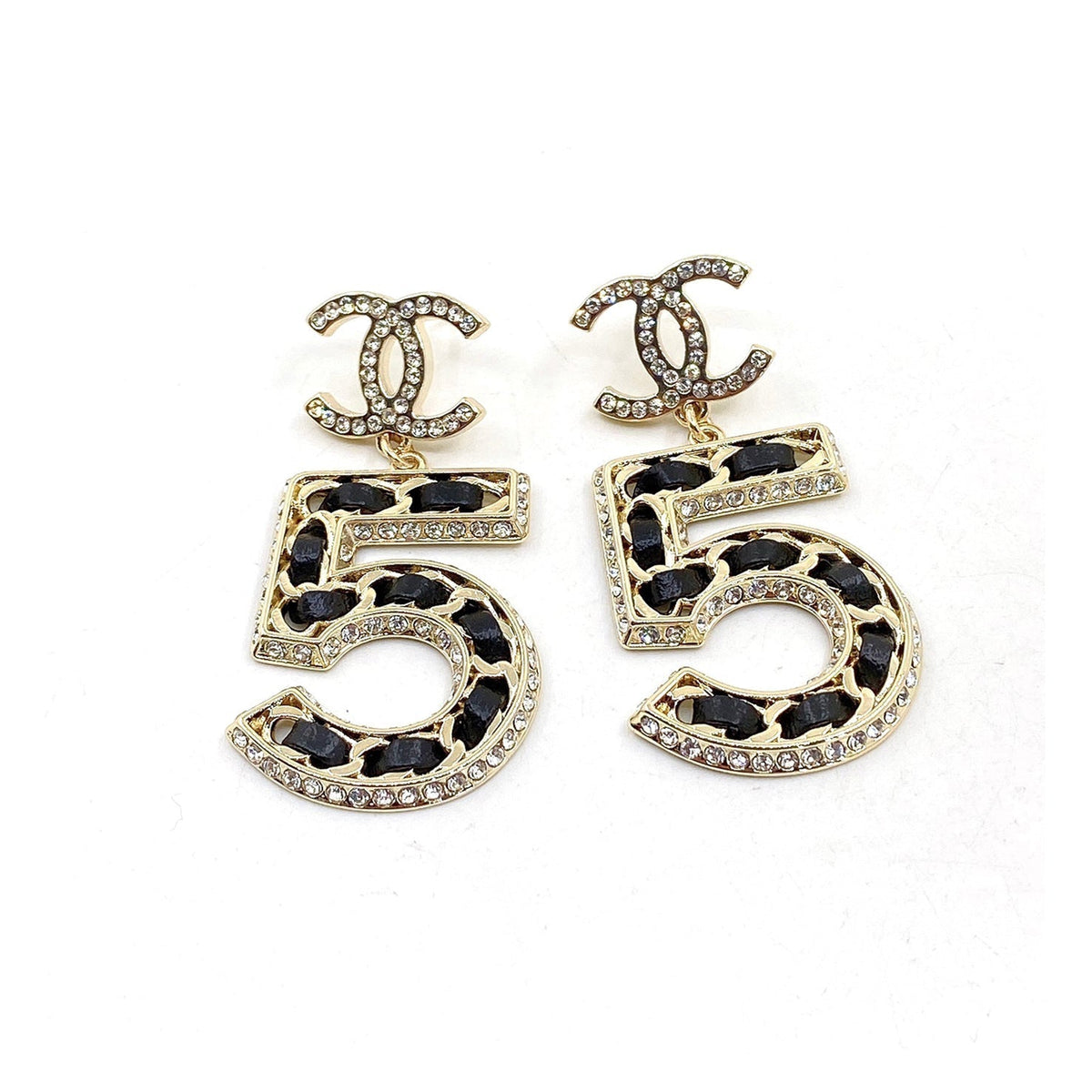Chanel No. 5 Perfume 18K Gold Earrings product image 1, provided for visual reference and product detail review