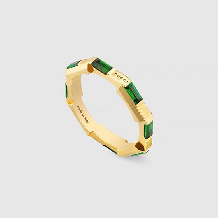 Gucci Double Link To Love Tormaline Green And Diamond 18K Gold Ring product image 1, provided for visual reference and