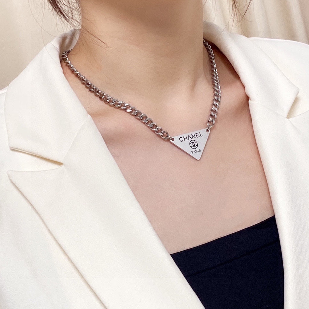 Chanel Triangle 18K Gold Necklace product image 2, provided for visual reference and product detail review