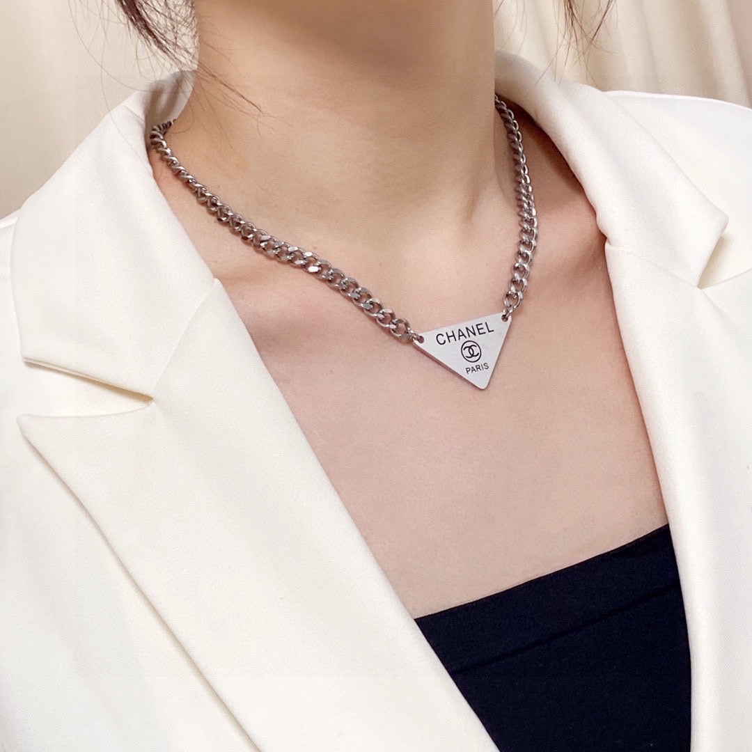 Chanel Triangle 18K Gold Necklace product image 2, provided for visual reference and product detail review