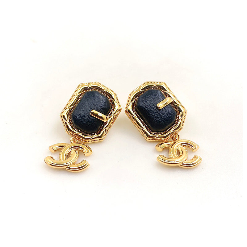 Chanel Pendant Leather 18K Gold Earrings product image 1, provided for visual reference and product detail review