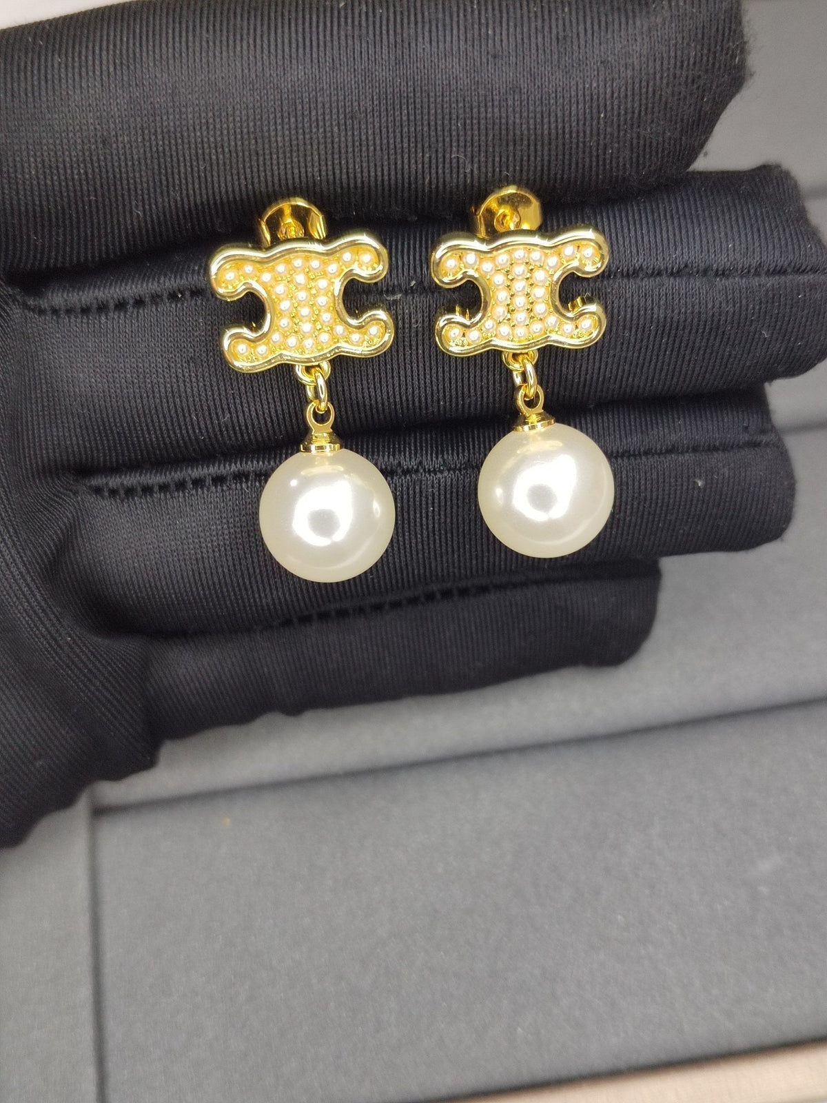 Celine Pearls 18K Gold Earrings product image 2, provided for visual reference and product detail review