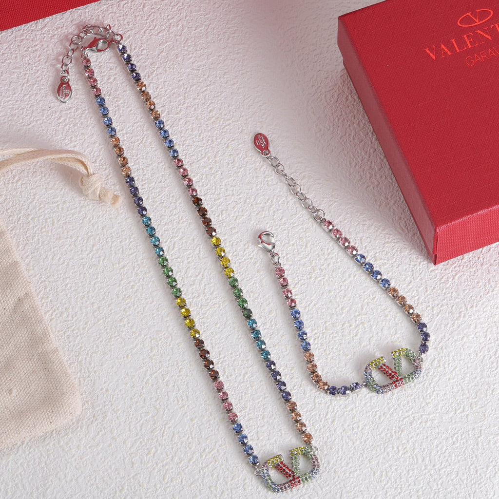 Valentino Multi-Color Crystals 18K Gold Necklace product image 5, provided for visual reference and product detail review